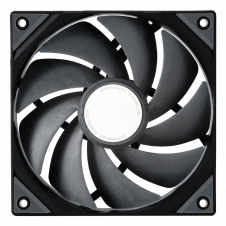 TRYX ROTA Pro 120 Black case fan, front view showing curved blades and black frame